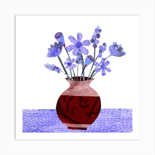 Lavender Flowers In White Square Art Print