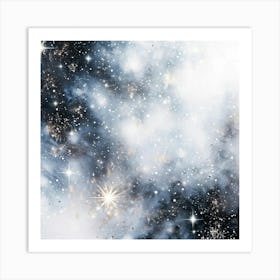 Abstract Galaxy In Watercolor Foreground Dust And Silver Sparkles Shimmering Space With A Bokeh Ef (1) Art Print