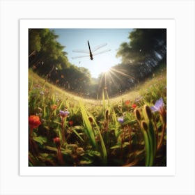 Dragonfly In The Meadow 3 Art Print