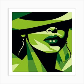 Woman In A Green Hat 2 Art Print