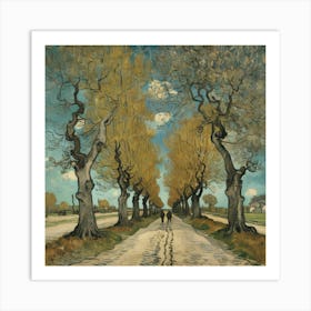 The Large Plane Trees Road Menders At Saint Rmy 1889 V 1 Art Print