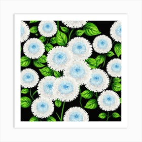 Blue And White Chrysanthemums 1 Art Print