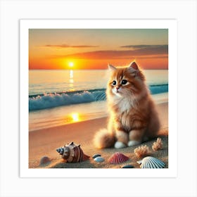 Kitten At Sunset 2 Art Print