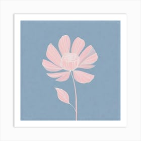 A White And Pink Flower In Minimalist Style Square Composition 312 Art Print