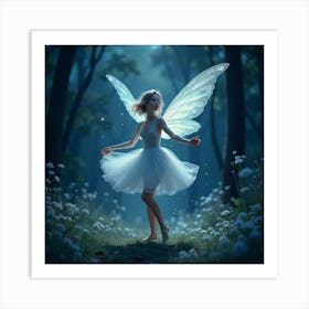 A Graceful Sylph Dancing In A Moonlit Glade With Sparkling Stardust 1 Art Print