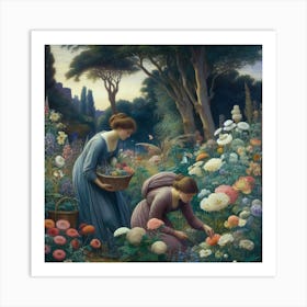 Two Women In A Garden Art Print