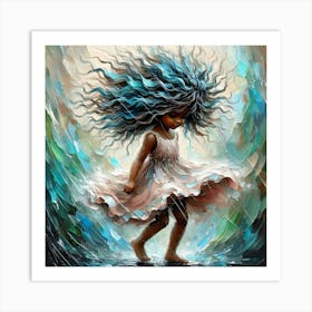 Rainy Day Rhapsody Ethereal Girl Oil Painting Art Print