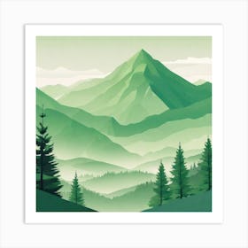 Misty mountains background in green tone 67 Art Print