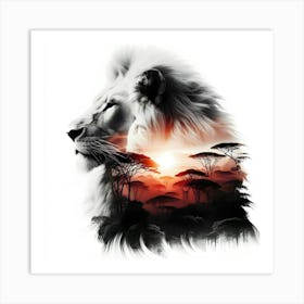 Lion At Sunset Art Print