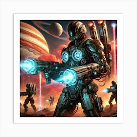 A Sci Fi Depiction Of Shocktrooper Exosuits Showca Art Print