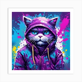 Purple Cat With Blue Eyes 6 Art Print