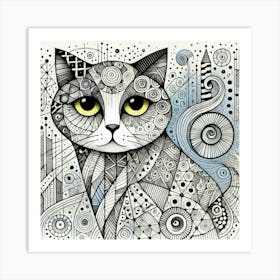 Cobblestone Curl City Cat Art Print