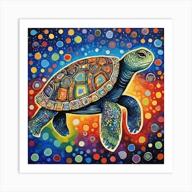 Turtle On A Starry Night Art Print