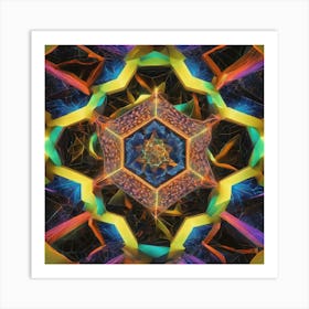 Octagonal Fractal Patternradiant Multicolour Luminousneon By Jacob Lawrence And Francis Picab 874331878 (1) Art Print