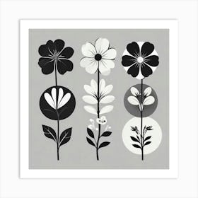 Black And White Flowers Art Print