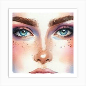 Watercolor Of A Woman'S Face 27 Art Print