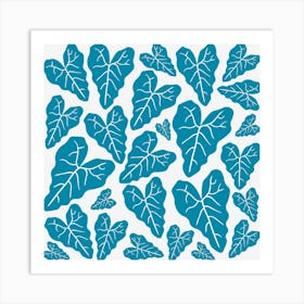 Blue Leaves Pattern Art Print