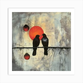 Birds At Sundown (I) Art Print