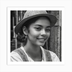 Black And White Portrait Of A Young Woman Art Print