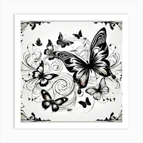 Black And White Butterflies 21 Art Print