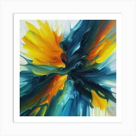 Gorgeous, distinctive yellow, green and blue abstract artwork 1 Art Print
