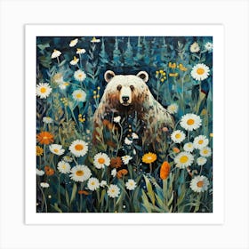 Bear Daisy Art Print