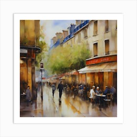 Paris Cafes.City of Paris. Cafes. Passersby, sidewalks. Oil colours.12 Art Print