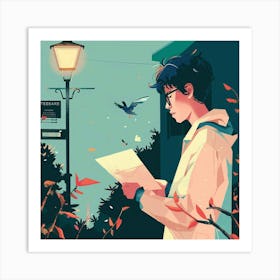 Boy Reading A Book Art Print