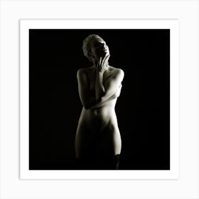 Nude Woman In Black And White Art Print