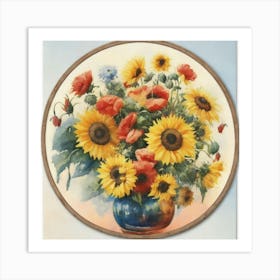 Sunflowers In A Vase Art Print