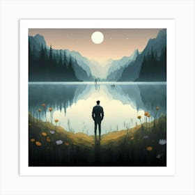 Man Standing By A Lake 3 Art Print