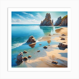 Rock Formations in a Placid Blue Ocean Art Print