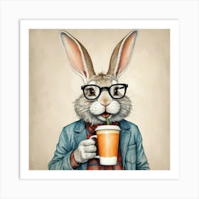 Rabbit With Coffee 2 Art Print