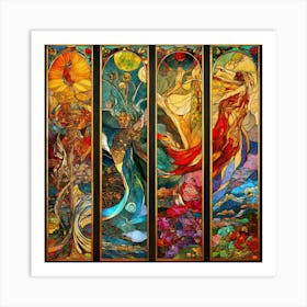 Four Stained Glass Panels Art Print