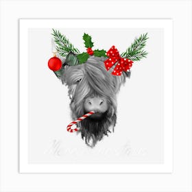 Merry Christmas Highland Cow 1 Art Print