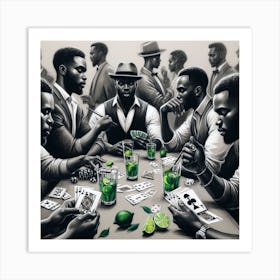 'Black Men Playing Poker' Art Print