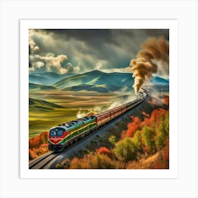 Train In The Mountains Art Print