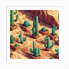 Low Poly Cactus Garden Art Print