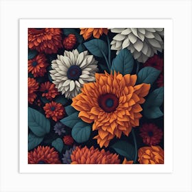 Abstract Floral Wallpaper Art Print