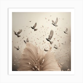 Birds Flying Over A Book art print Art Print