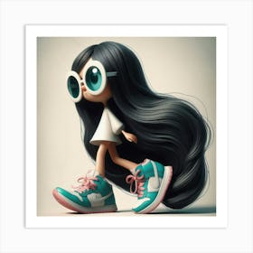 Girl With Long Hair 3 Art Print