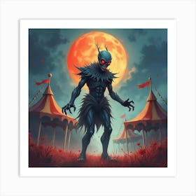 Horror Entity In A Colorful Watercolor, Eerie Carnival 1 Art Print