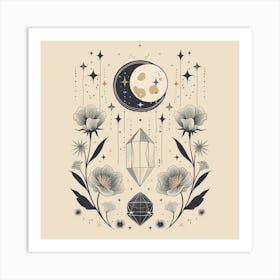 Minimalist Boho Celestial Moon 16 Art Print