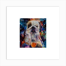 Bulldog With A Glass Of Wine Art Print