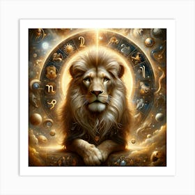 Regal Echoes of Leo: A Surreal Astrological Vision Art Print