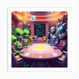 Aliens Meeting Art Print