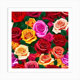 Roses Seamless Pattern 11 Art Print