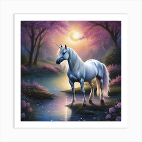 Unicorn By The Water Art Print