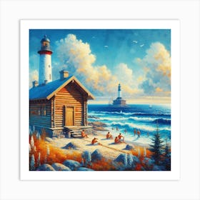 Lighthouse On The Beach 1 Art Print