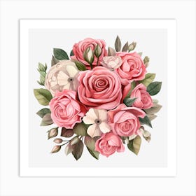 Bouquet Of Pink Roses 5 Art Print
